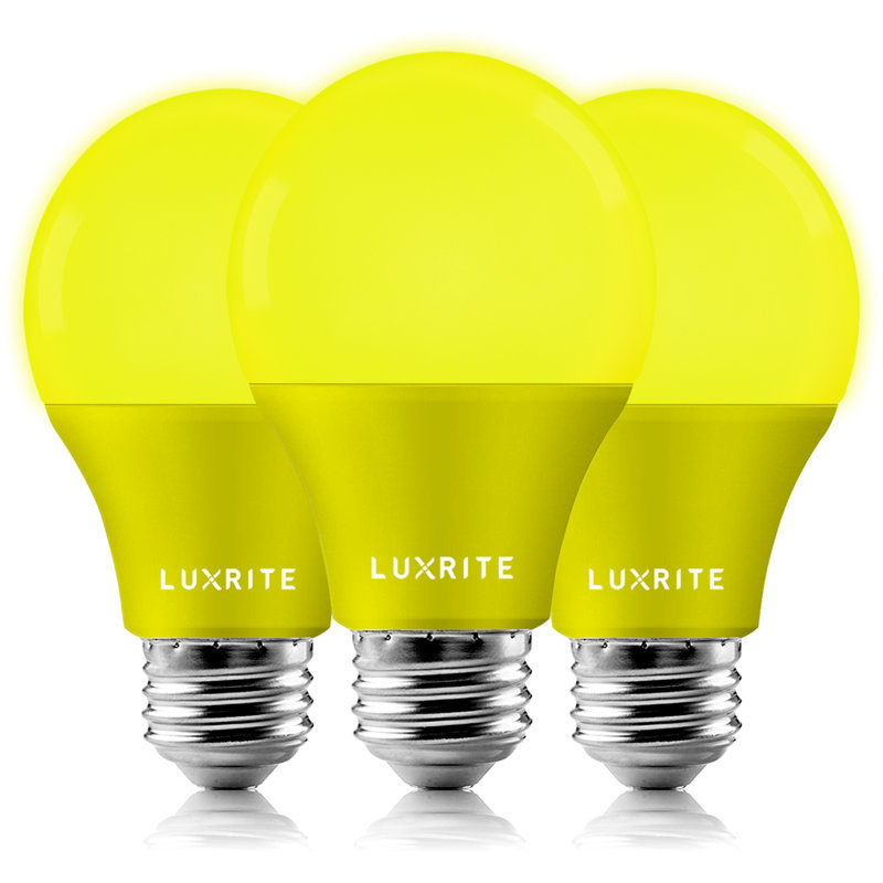 Luxrite A19 LED Yellow Light Bulbs 60W Equivalent NonDimmable UL